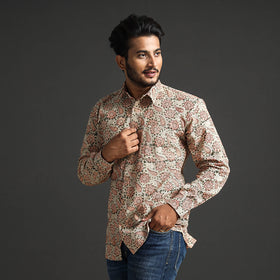 Pedana Kalamkari Block Printed Cotton Men Full Sleeve Shirt
