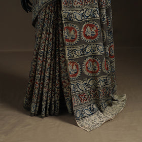 Pedana Hand Block Print Natural Dyed Cotton Kalamkari Saree 31