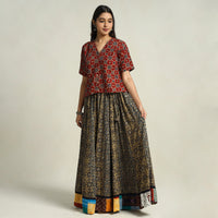 Kutch Block Printed 24 Kali Cotton Long Skirt 43