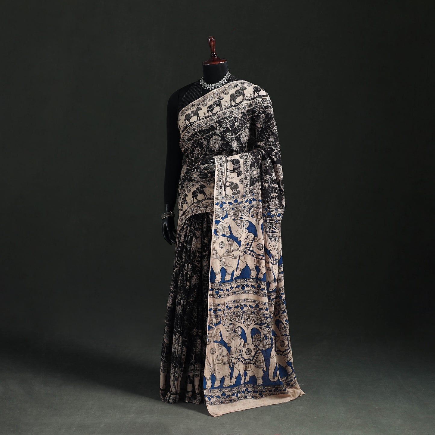 Cotton Saree in Kalamkari Print 13
