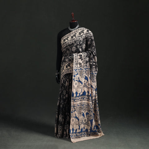Multicolor - Cotton Saree in Kalamkari Print 13
