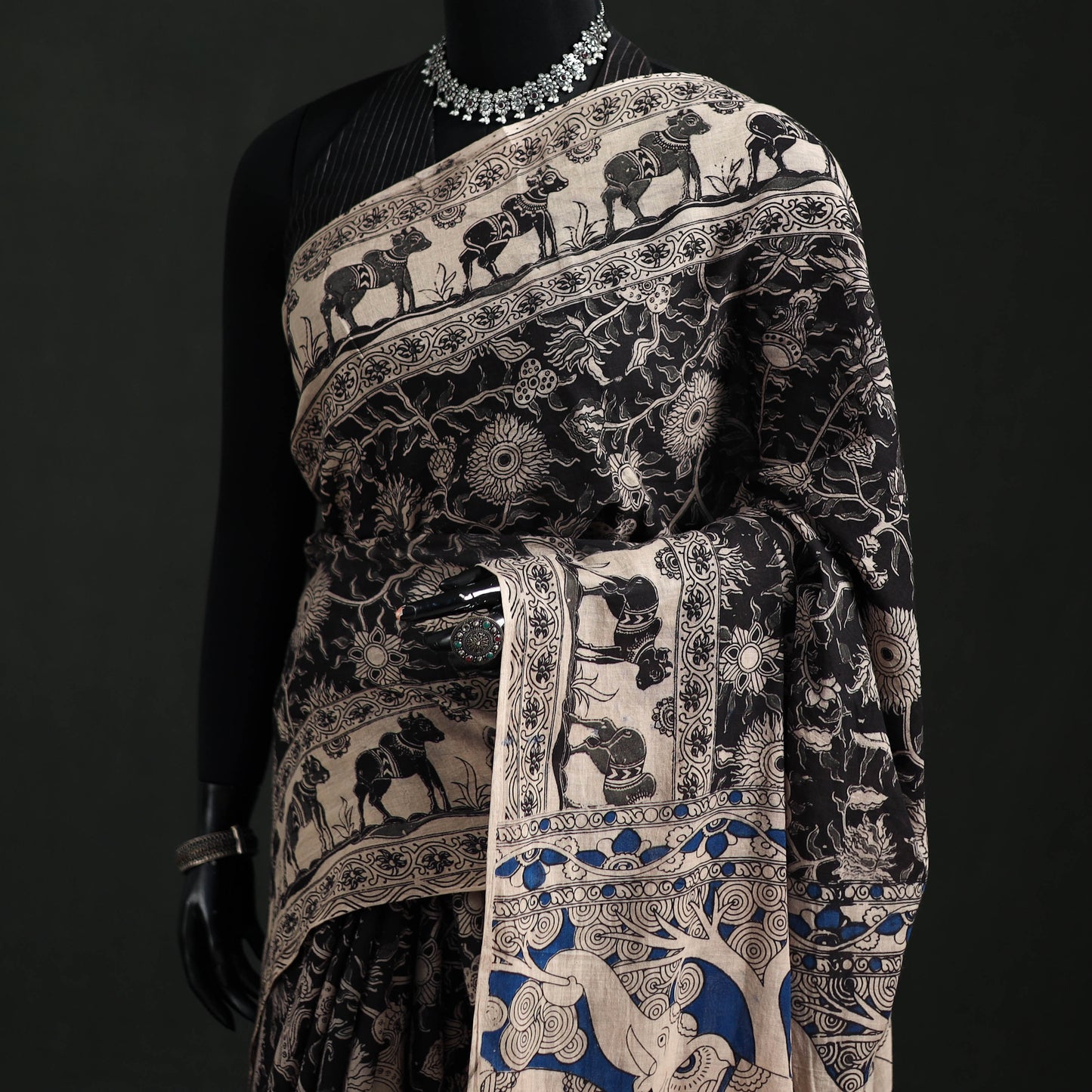 Cotton Saree in Kalamkari Print 13