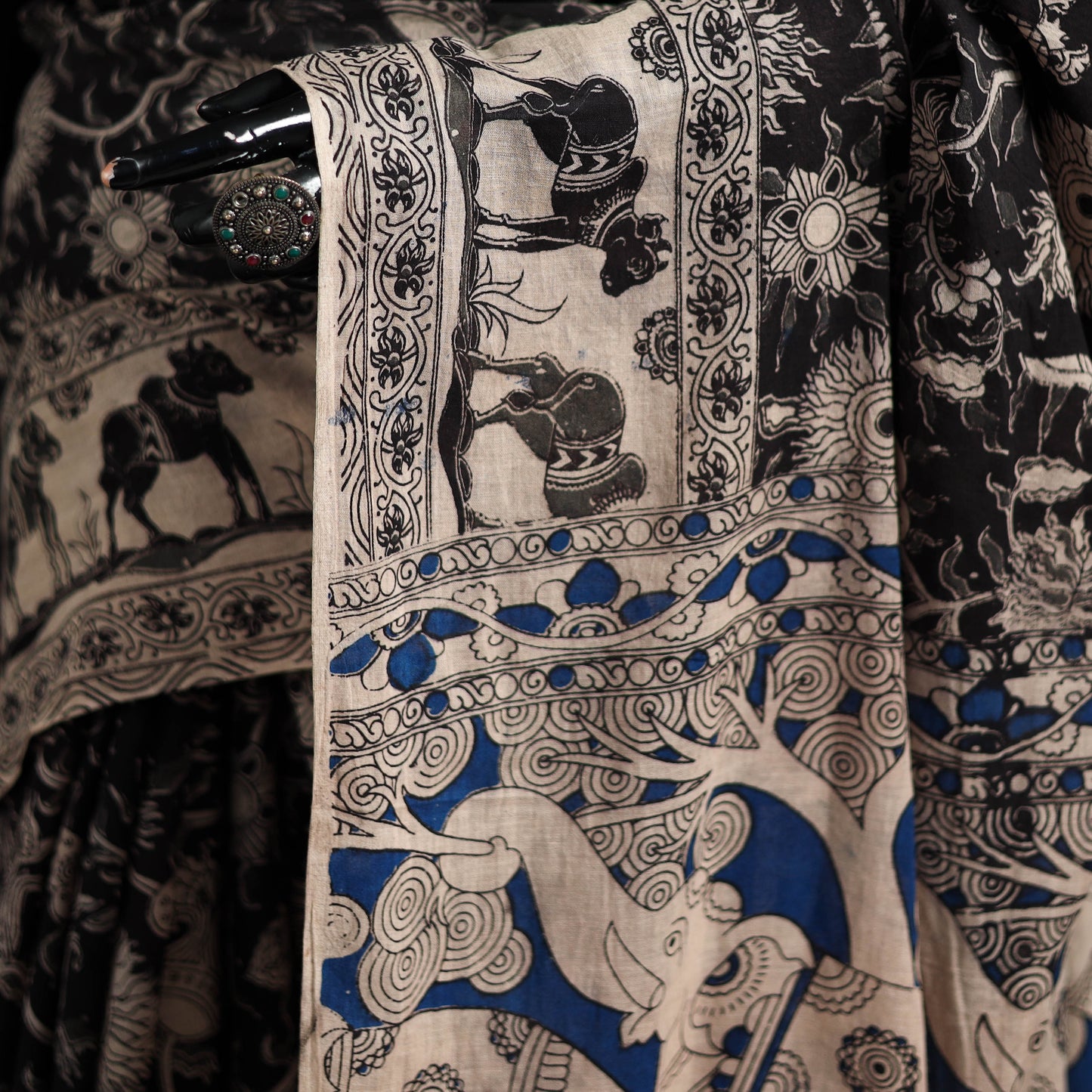 Cotton Saree in Kalamkari Print 13