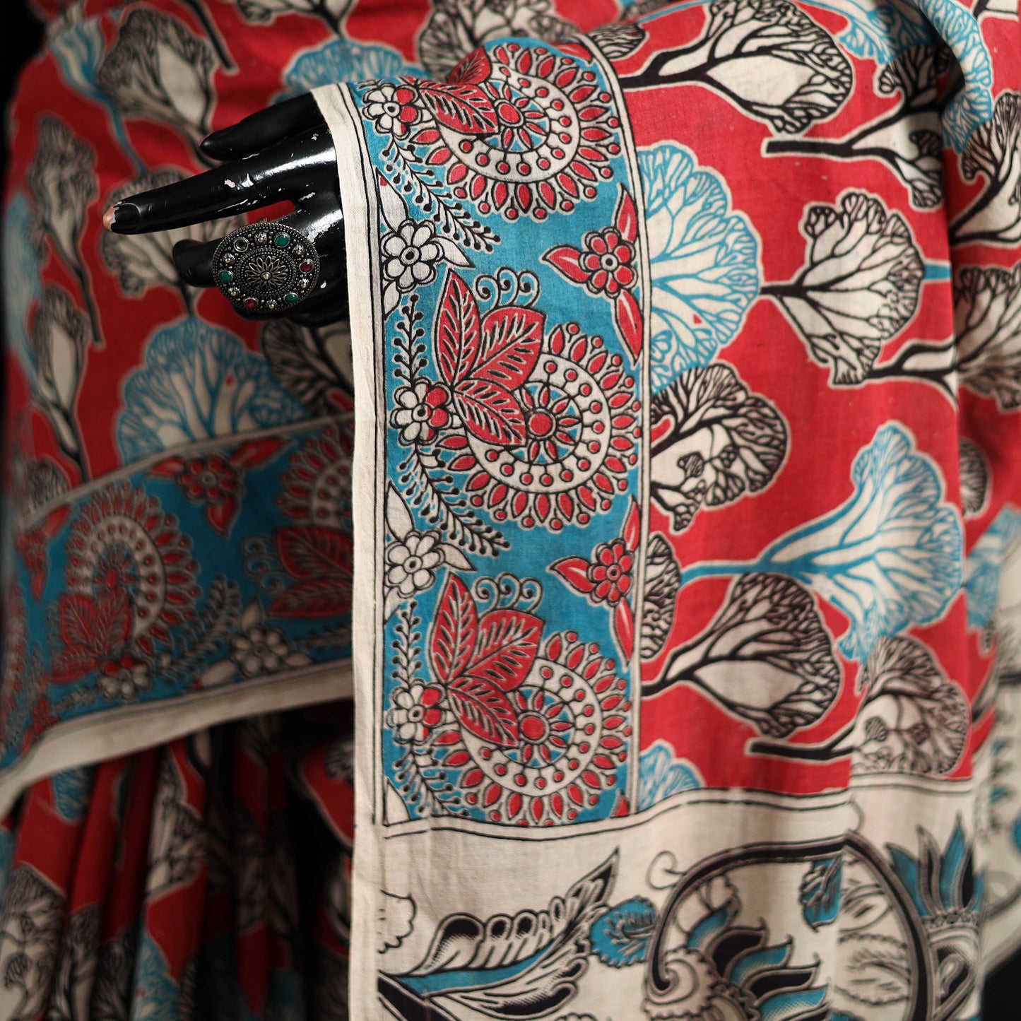 Cotton Saree in Kalamkari Print 14