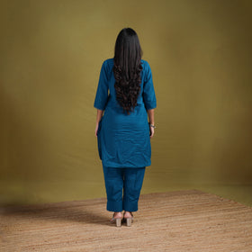 Sequin Work Flex Cotton Plain Straight Kurta with Pant Set for women 15