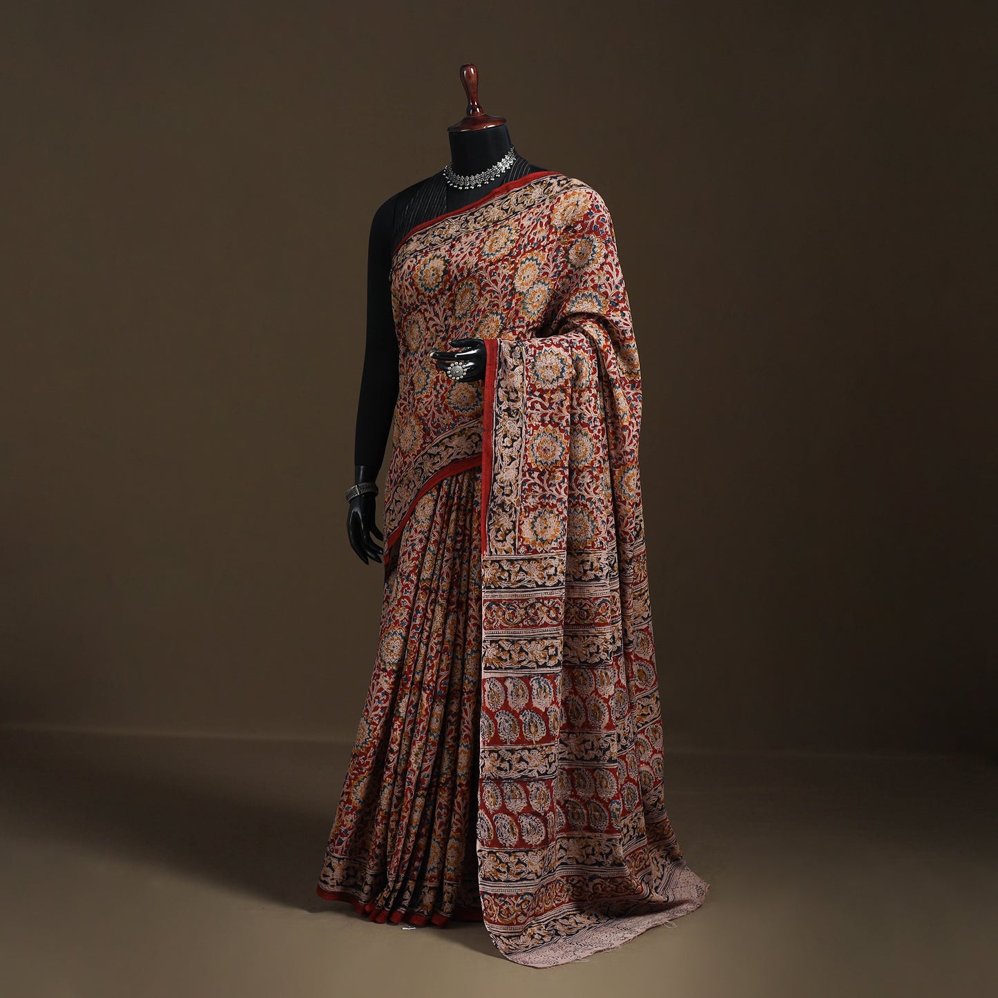 Pedana Hand Block Print Natural Dyed Cotton Kalamkari Saree 69