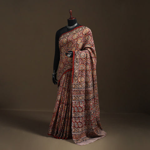 Pedana Hand Block Print Natural Dyed Cotton Kalamkari Saree 69