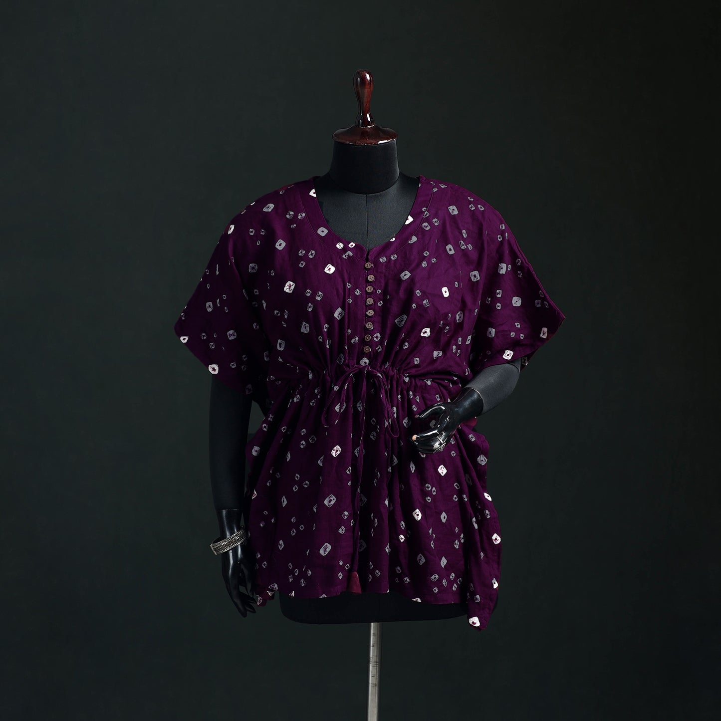 Bandhani Tie-Dye Cotton Kaftan (Short) 11