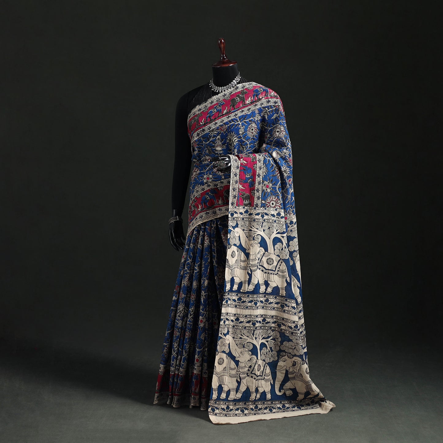 Cotton Saree in Kalamkari Print 15