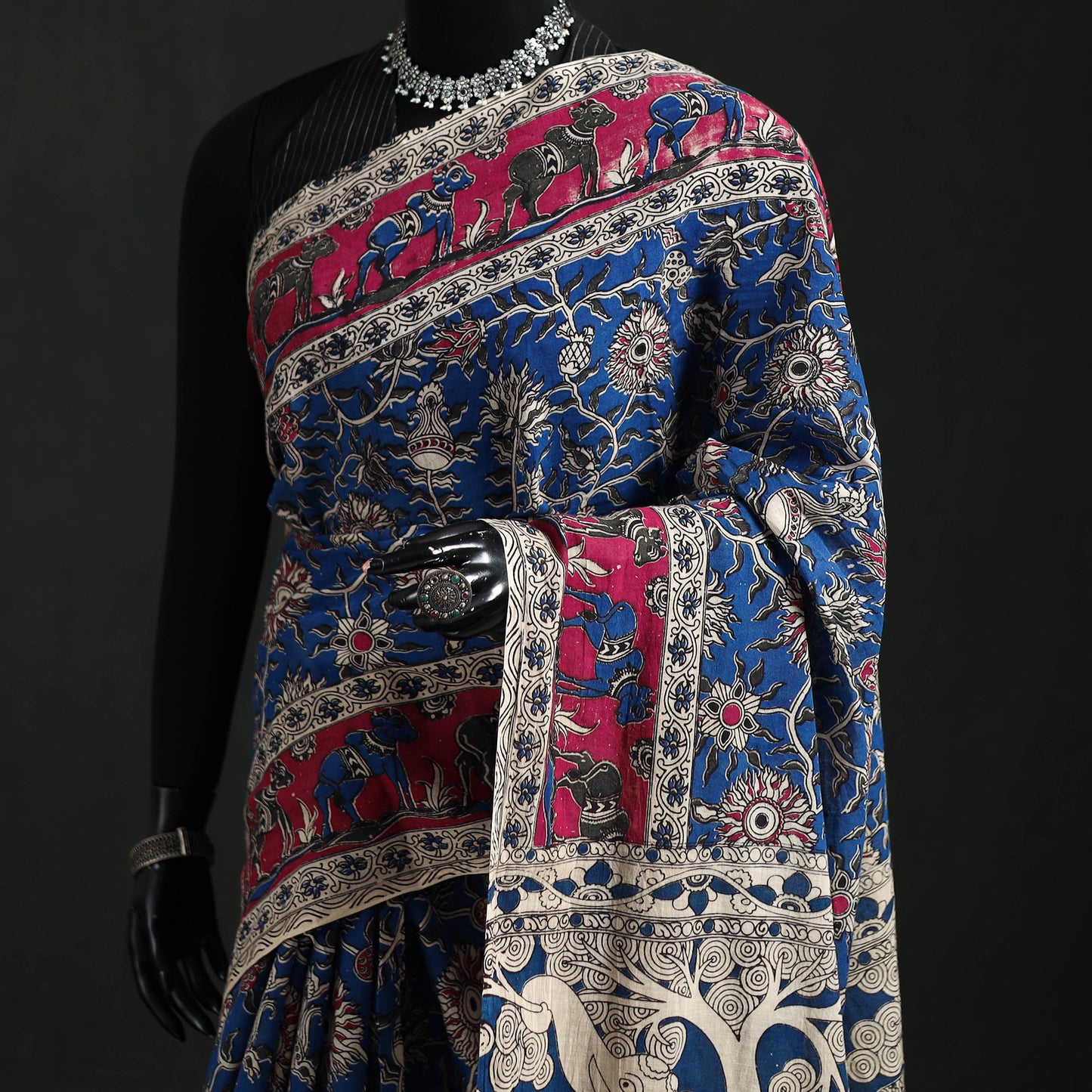 Cotton Saree in Kalamkari Print 15