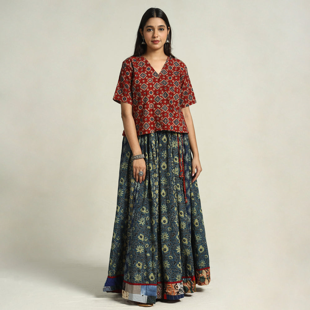 Kutch Block Printed 24 Kali Cotton Long Skirt 45