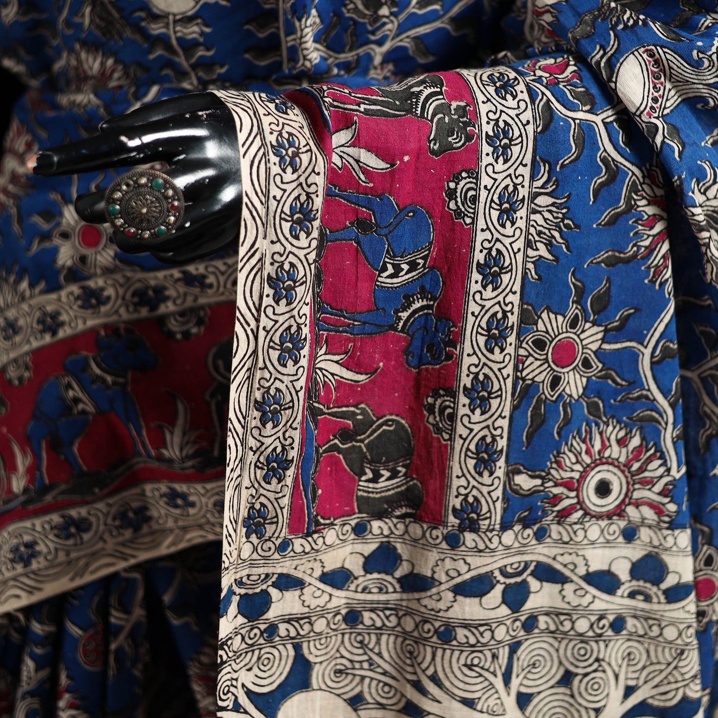 Cotton Saree in Kalamkari Print 15