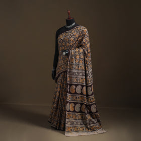 Pedana Hand Block Print Natural Dyed Cotton Kalamkari Saree 33