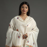 White - Madhubani Handpainted Chanderi Silk Handloom Dupatta 09