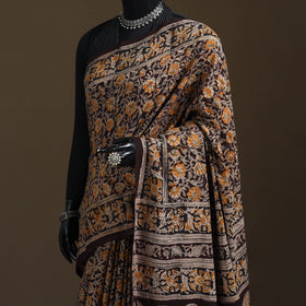 Pedana Hand Block Print Natural Dyed Cotton Kalamkari Saree 33