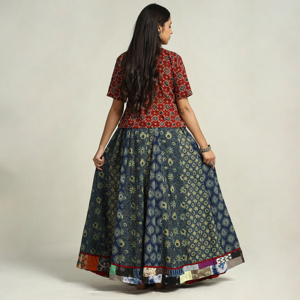 Kutch Block Printed 24 Kali Cotton Long Skirt 45