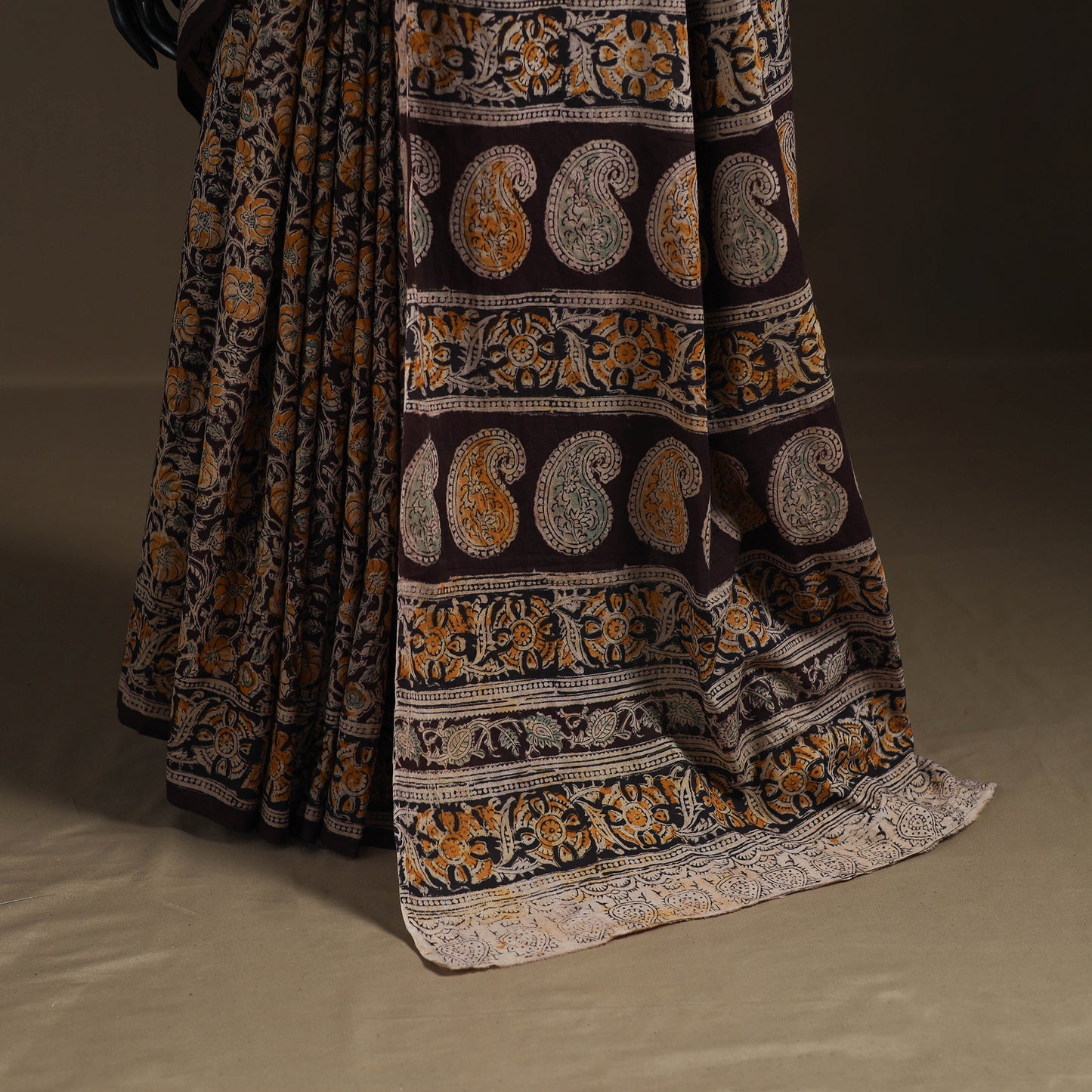 Pedana Hand Block Print Natural Dyed Cotton Kalamkari Saree 33