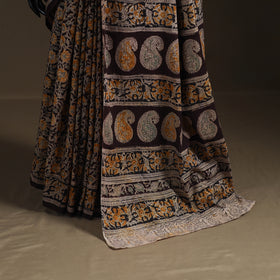 Pedana Hand Block Print Natural Dyed Cotton Kalamkari Saree 33
