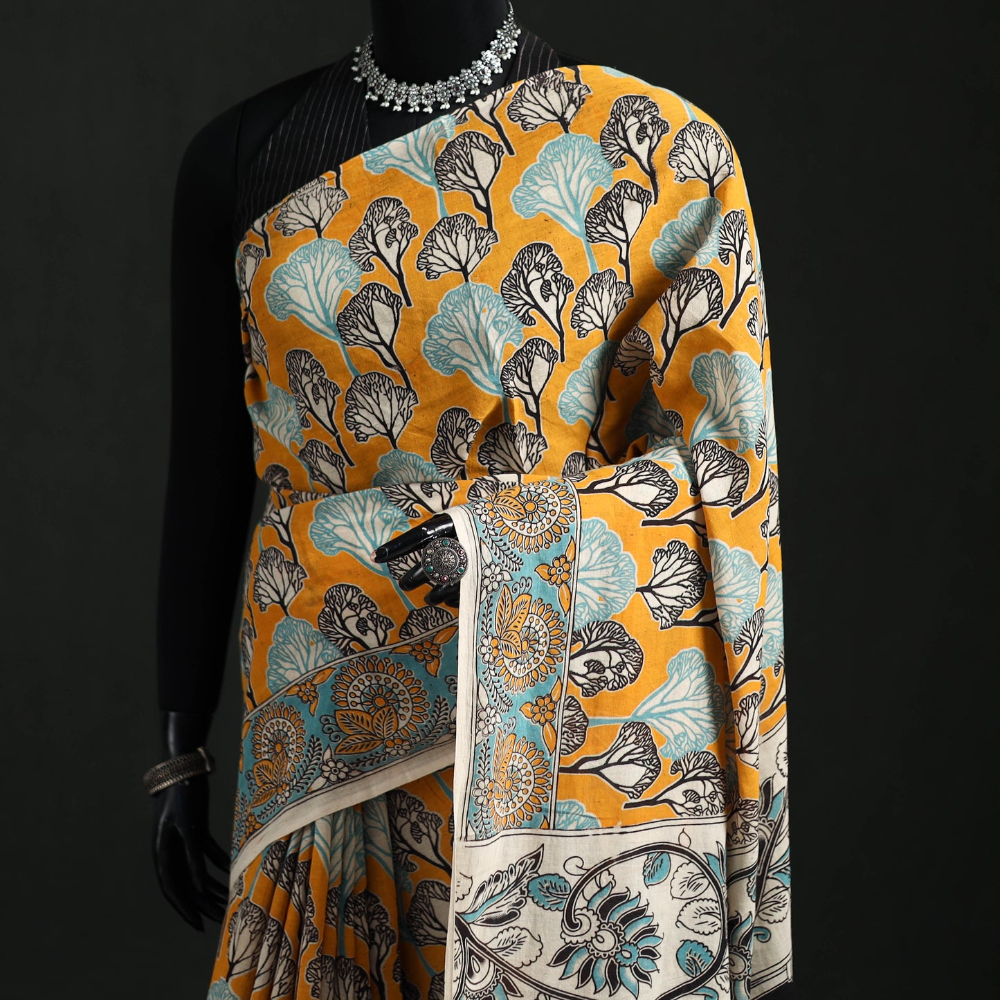 Cotton Saree in Kalamkari Print  16