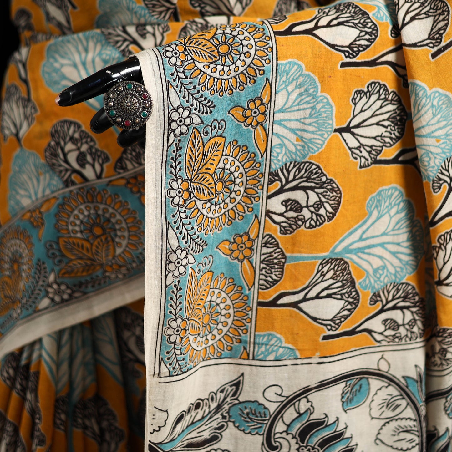 Cotton Saree in Kalamkari Print  16