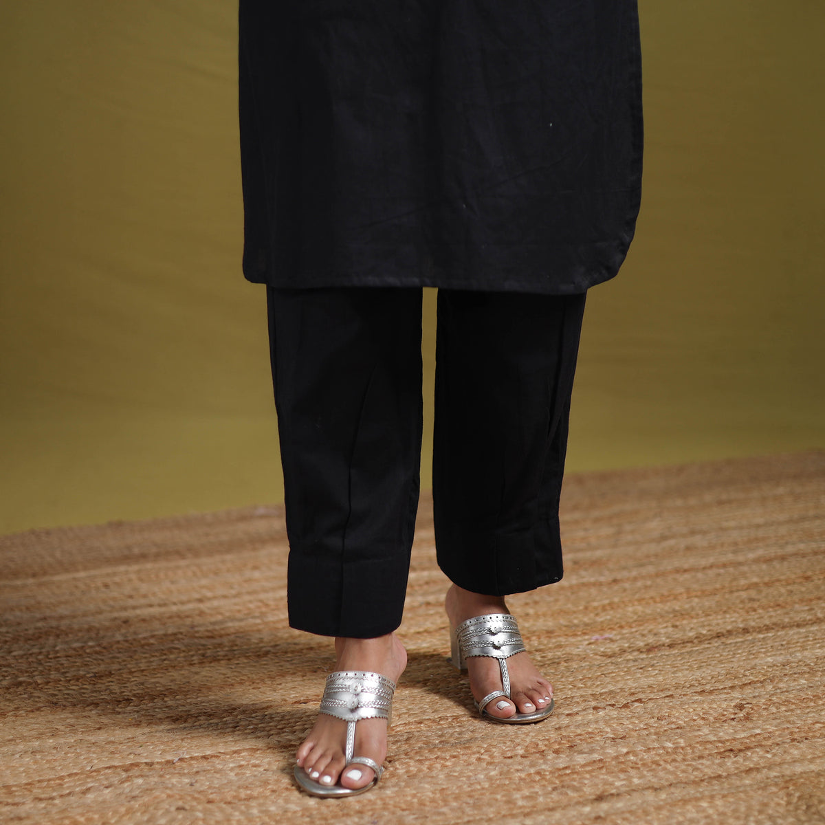 Sequin Work Flex Cotton Plain Straight Kurta with Pant Set for women 08
