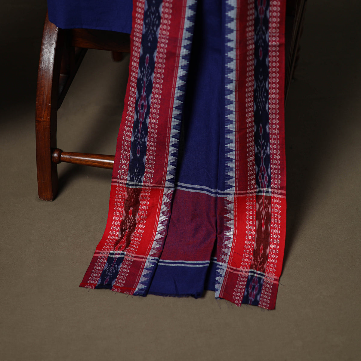 Sanganeri Block Print Cotton Unstitched Dress Material: Kurta, Bottom & Dupatta with Jewellery 04