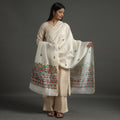 White - handloom chanderi silk handpainted madhubani