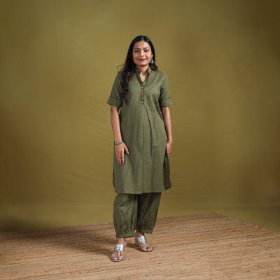 Hand Embroidered Flex Cotton Plain Straight Kurta & Afghani Salwar Set for women 03