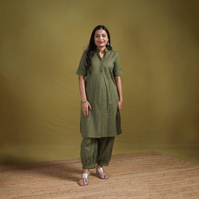 Hand Embroidered Flex Cotton Plain Straight Kurta & Afghani Salwar Set for women 03