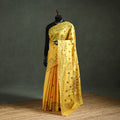 Yellow - Bengal Nakshi Kantha Hand Embroidered Silk Saree 04