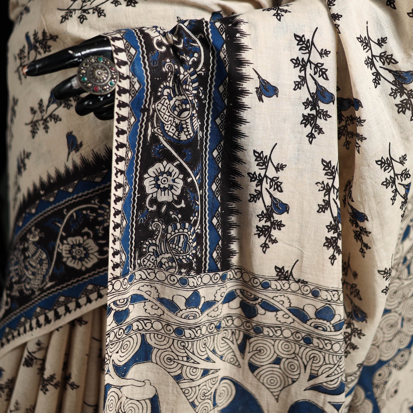 Cotton Saree in Kalamkari Print  17