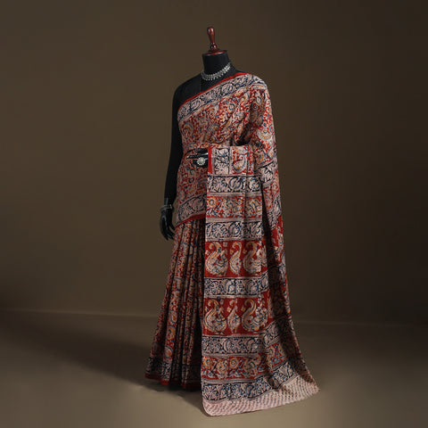 Pedana Hand Block Print Natural Dyed Cotton Kalamkari Saree 35