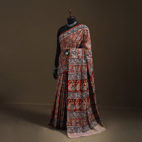 Pedana Hand Block Print Natural Dyed Cotton Kalamkari Saree 35