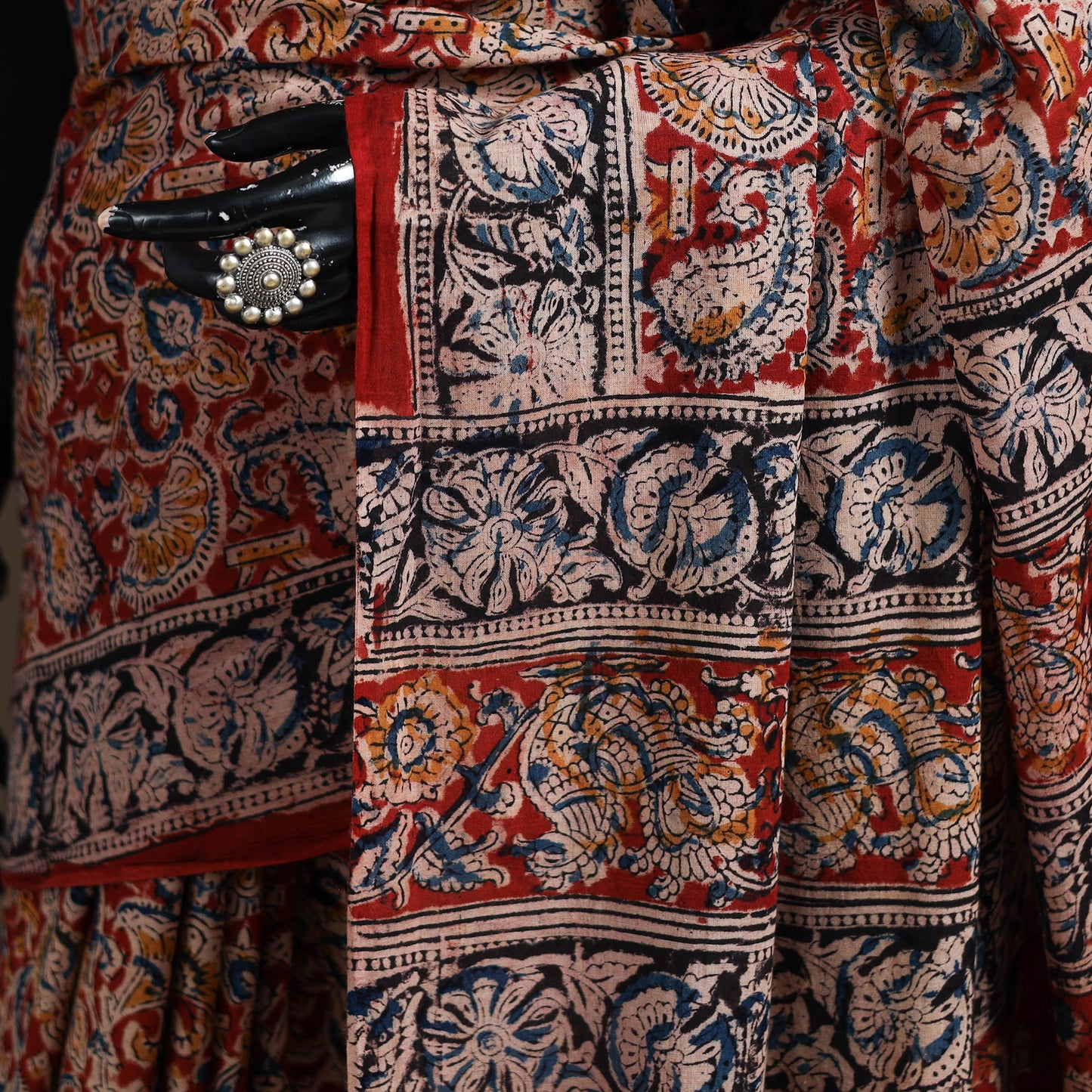 Pedana Hand Block Print Natural Dyed Cotton Kalamkari Saree 35