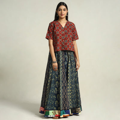 Kutch Block Printed 24 Kali Cotton Long Skirt 48