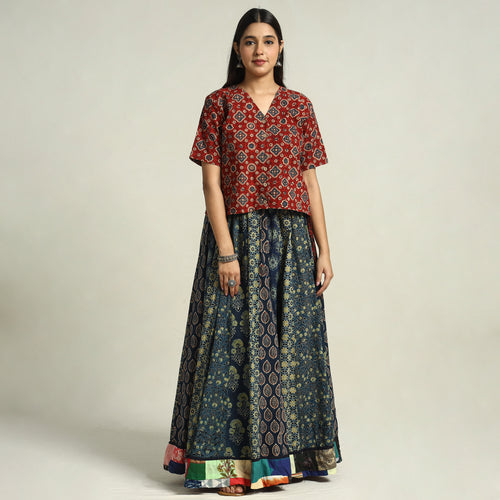 Kutch Block Printed 24 Kali Cotton Long Skirt 48