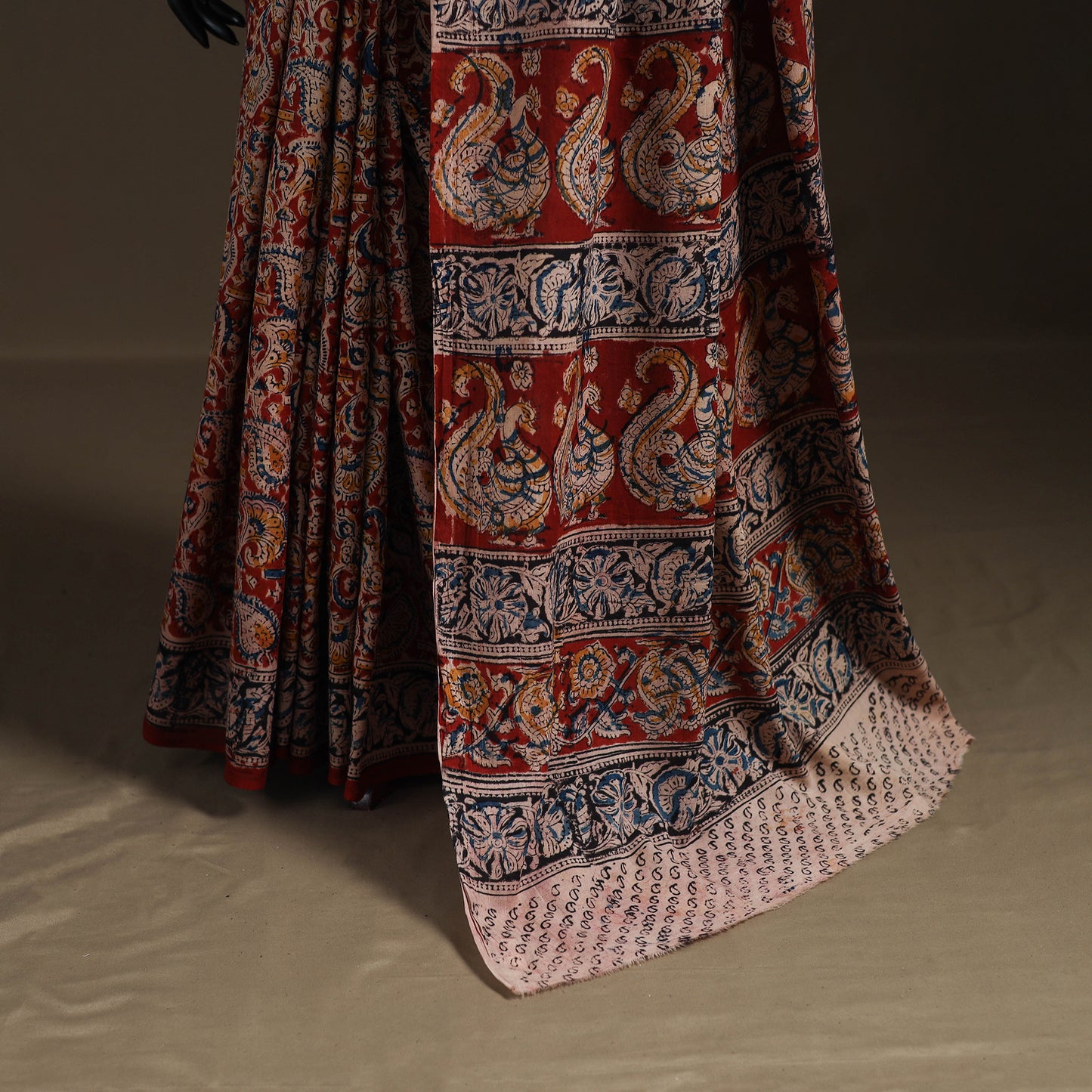 Pedana Hand Block Print Natural Dyed Cotton Kalamkari Saree 35