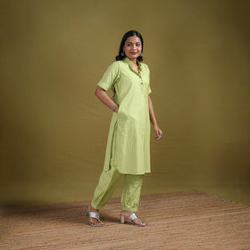 Hand Embroidered Flex Cotton Plain Straight Kurta & Afghani Salwar Set for women 02
