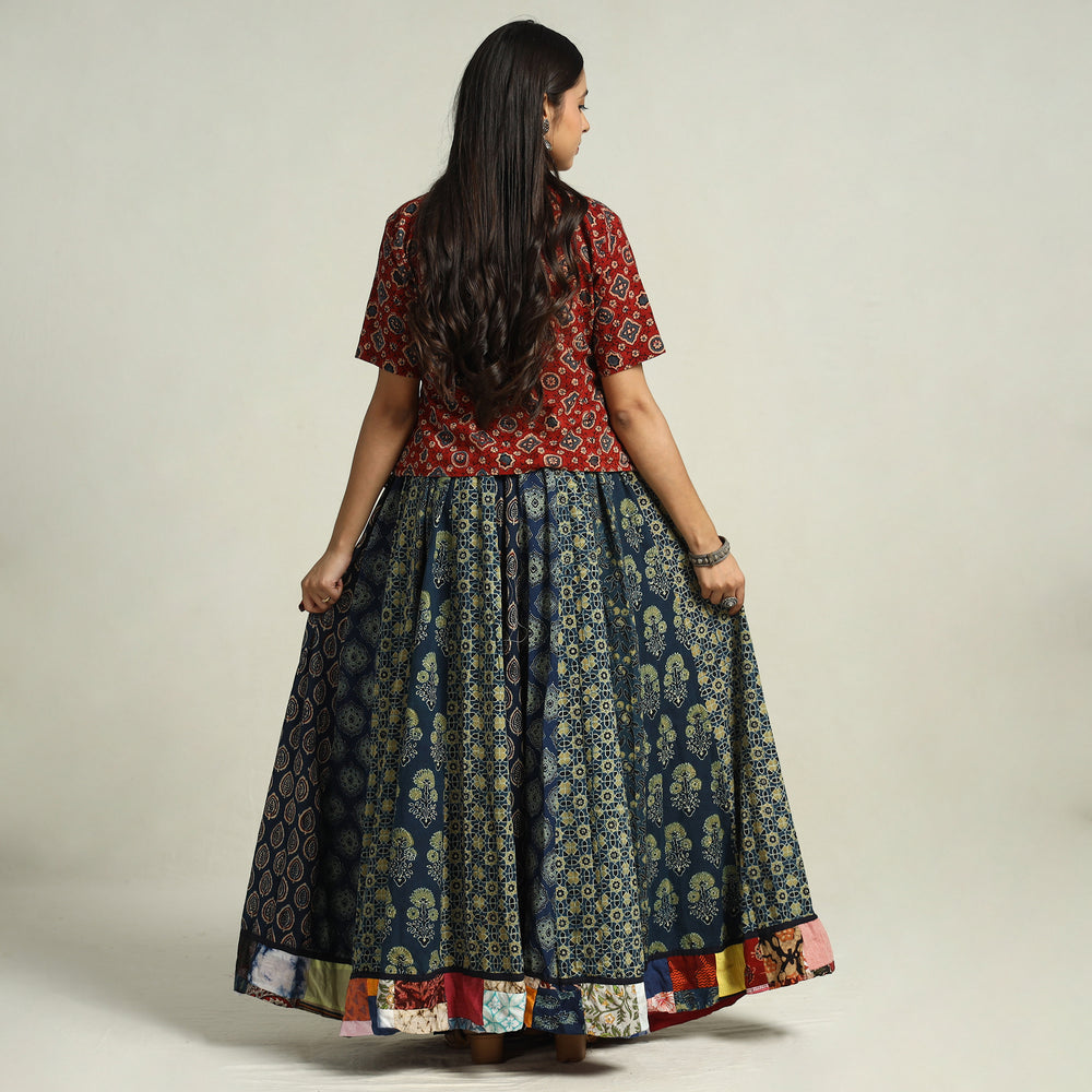 Kutch Block Printed 24 Kali Cotton Long Skirt 48