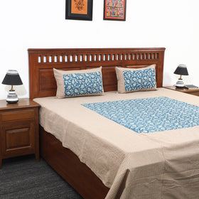 Buy Plain Cotton Double Bedcover with Block Print Patchwork Online at iTokri.com