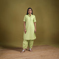 Hand Embroidered Flex Cotton Plain Straight Kurta & Afghani Salwar Set for women 02