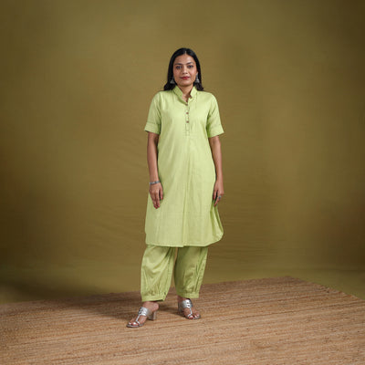 Hand Embroidered Flex Cotton Plain Straight Kurta & Afghani Salwar Set for women 02