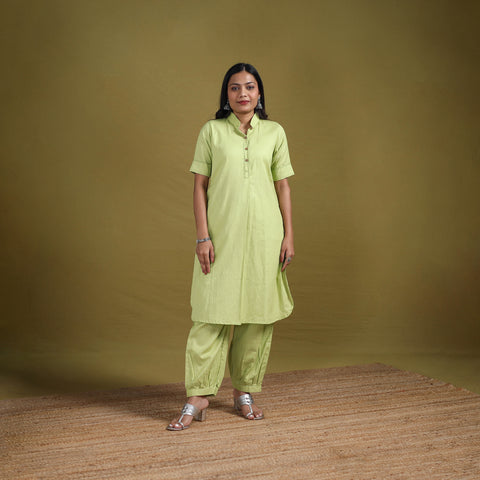 Hand Embroidered Flex Cotton Plain Straight Kurta & Afghani Salwar Set for women 02