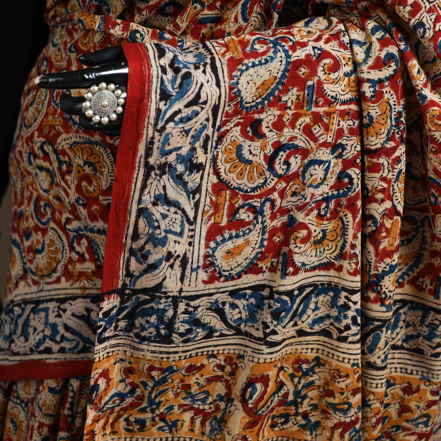 Pedana Hand Block Print Natural Dyed Cotton Kalamkari Saree 36