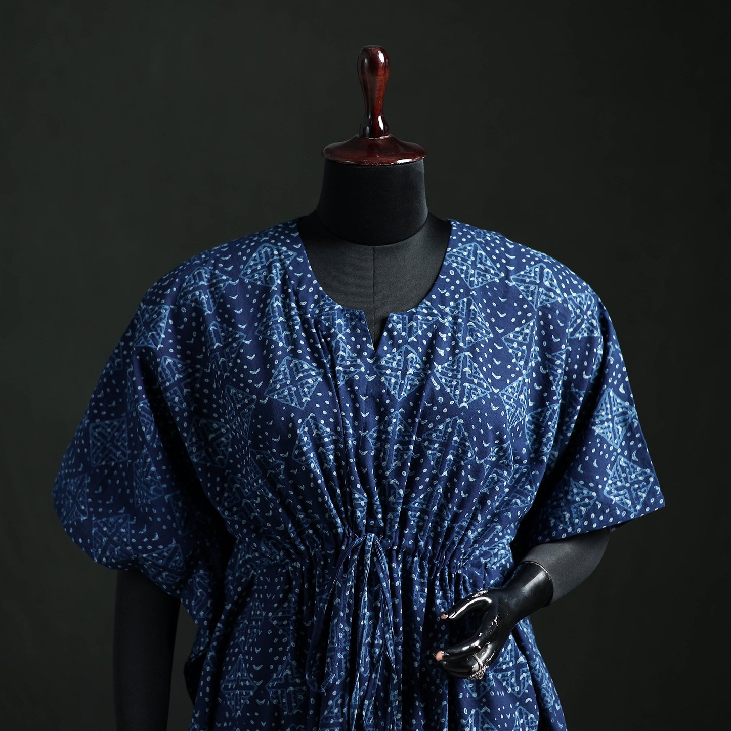 Akola Hand Block Print Natural Dyed Cotton Kaftan (Short) 15