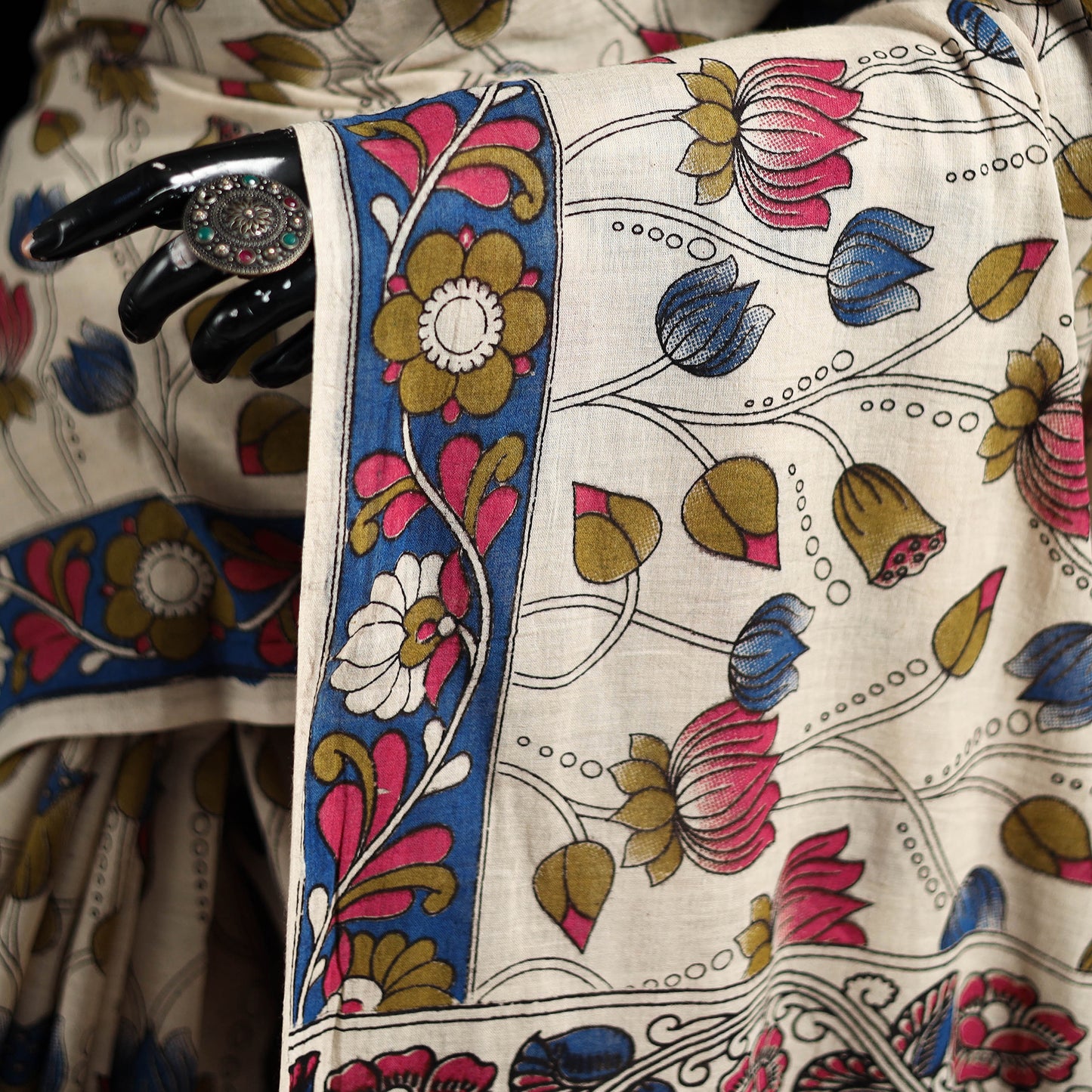 Cotton Saree in Kalamkari Print  19