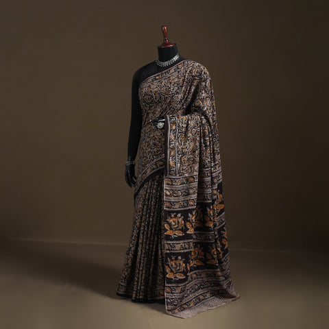 Pedana Hand Block Print Natural Dyed Cotton Kalamkari Saree 37