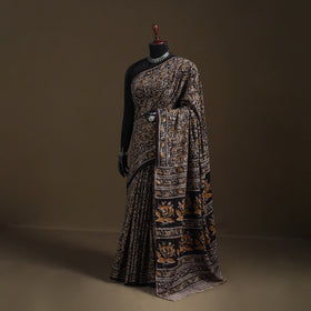 Pedana Hand Block Print Natural Dyed Cotton Kalamkari Saree 37