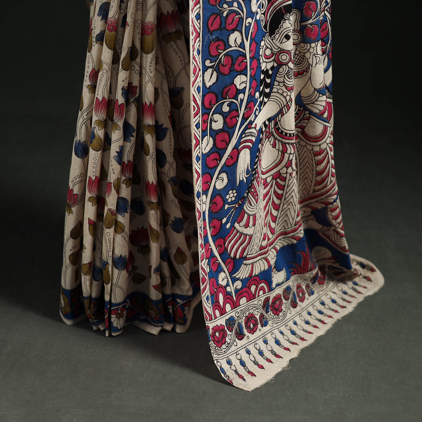 Cotton Saree in Kalamkari Print  19