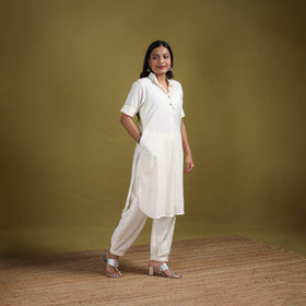 Hand Embroidered Flex Cotton Plain Straight Kurta & Afghani Salwar Set for women 01